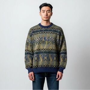 Vintage The Men’s Store Sears Sweater Size‎ L Korea 90s Acrylic Knit Aztec